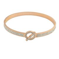 Stainless Steel Bangle, 304 Stainless Steel, with Rhinestone Clay Pave, plated, fashion jewelry Approx 17 cm 