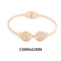 Stainless Steel Bangle, 304 Stainless Steel, Fish, plated, fashion jewelry & with rhinestone, rose gold color 