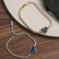 Bracelet cubique en laiton zircon pavent, coeur, Placage, bijoux de mode & pavé de micro zircon, plus de couleurs à choisir cm, Vendu par PC[