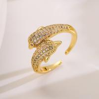 Cubic Zirconia Micro Pave Brass Finger Ring, Animal, plated, fashion jewelry & micro pave cubic zirconia, gold, inner .7 ~1.9cm 
