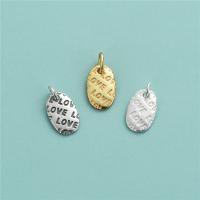 Sterling Silver Pendants, 925 Sterling Silver, Oval, DIY & with letter pattern Approx 1.8mm 