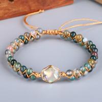 Bracelets de perles à la main, agate indienne, avec corde en nylon & coquille & alliage de zinc, Naturel & bijoux de mode & pour femme, plus de couleurs à choisir cm, Vendu par brin