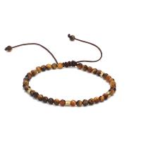 Tiger Eye Stone Bracelets, with Nylon Cord & Zinc Alloy, handmade, Natural & fashion jewelry & for woman, brown cm 