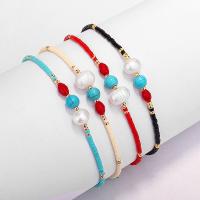 Turquoise Bracelets, Seedbead, with turquoise & Nylon Cord & Crystal & Plastic Pearl & Zinc Alloy, handmade, Natural & fashion jewelry & for woman cm 