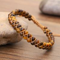 Tiger Eye Stone Bracelets, with Nylon Cord, handmade, Natural & fashion jewelry & for woman, brown cm 