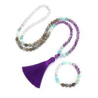 Gemstone Necklaces, Amethyst, with Magnesite & ​Amazonite​ & Labradorite & Zinc Alloy, handmade, Natural & fashion jewelry & for woman, multi-colored 