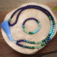 Gemstone Necklaces, Lapis Lazuli, with Polyester Yarns & Gemstone, handmade, Natural & fashion jewelry & for woman, multi-colored 