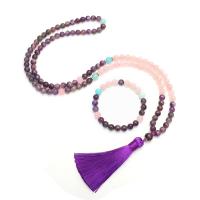 Gemstone Necklaces, Amethyst, with ​Amazonite​ & Rose Quartz, handmade, Natural & fashion jewelry & for woman, multi-colored 