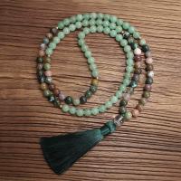 Gemstone Necklaces, Indian Agate, with African Turquoise & Polyester Yarns, handmade, Natural & fashion jewelry & for woman, multi-colored cm 