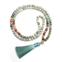 Gemstone Necklaces, Indian Agate, with Polyester Yarns & Gemstone, handmade, Natural & fashion jewelry & for woman, multi-colored 