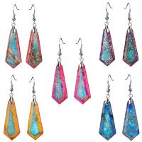 Gemstone Drop Earring, Impression Jasper, with Zinc Alloy, polished, Natural & fashion jewelry & for woman 