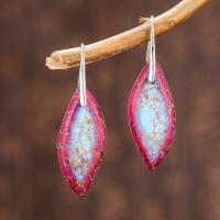 Gemstone Drop Earring, Impression Jasper, with Zinc Alloy, polished, Natural & fashion jewelry & for woman 
