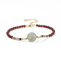 Natural Garnet Bracelet, with Brass, with 5cm extender chain, Round, gold color plated, fashion jewelry & for woman, mixed colors, 3mm,12mm Approx 19 cm [