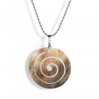 Shell Zinc Alloy Necklace, with Zinc Alloy, with 6cm extender chain, Round, silver color plated, fashion jewelry & Unisex, multi-colored, 52mm Approx 59 cm 