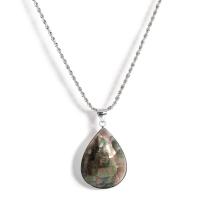 Shell Zinc Alloy Necklace, with Zinc Alloy, with 6cm extender chain, Teardrop, silver color plated, fashion jewelry & Unisex, multi-colored Approx 58 cm [