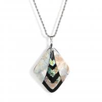Shell Zinc Alloy Necklace, with Zinc Alloy, with 6cm extender chain, Rhombus, silver color plated, fashion jewelry & Unisex, multi-colored Approx 59 cm 