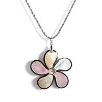 Shell Zinc Alloy Necklace, with Zinc Alloy, with 6cm extender chain, Flower, silver color plated, fashion jewelry & Unisex, multi-colored, 50mm Approx 58 cm [