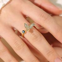 Латунное кольцо с стразами, Латунь, плакирован золотом, ювелирные изделия моды & Женский & со стразами, Золотой, продается PC