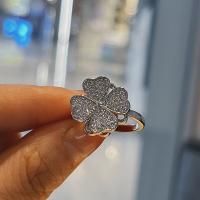 Brass Finger Ring, Four Leaf Clover, silver color plated, fashion jewelry & for woman, silver color [