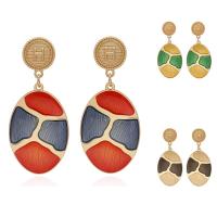 Enamel Zinc Alloy Drop Earring, Oval, gold color plated, for woman 