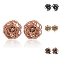 Resin Stud Earring, Flower, Bohemian style & for woman & with rhinestone 