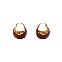 Brass Hoop Earring, gold color plated, for woman & enamel 30mm 