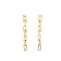 Brass Drop Earring, Horseshoes, gold color plated, for woman, 50mm 