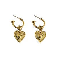 Brass Stud Earring, Heart, gold color plated, fashion jewelry & for woman, 16mm,15mm 