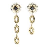 Asymmetric Earrings, Zinc Alloy, Flower, gold color plated, fashion jewelry & for woman & with rhinestone 