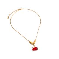 Zinc Alloy Necklace, with 5CM extender chain, Rabbit, gold color plated, fashion jewelry & for woman, red Approx 40 cm 