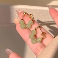 Kristall Tropfen Ohrring, Zinklegierung, mit Kristall, rund, plattiert, Modeschmuck, grün, 22x18mm, verkauft von Paar
