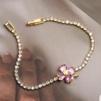 Cubic Zirconia Micro Pave Brass Bracelet, Flower, plated, fashion jewelry & micro pave cubic zirconia cm [