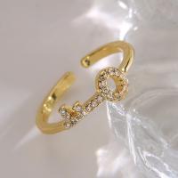 Cubic Zirconia Micro Pave Brass Finger Ring, plated, fashion jewelry & micro pave cubic zirconia, golden, inner .7 ~1.9cm [