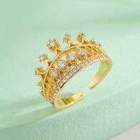 Cubic Zirconia Micro Pave Brass Finger Ring, Crown, plated, fashion jewelry & micro pave cubic zirconia, golden, inner .7 ~1.9cm 
