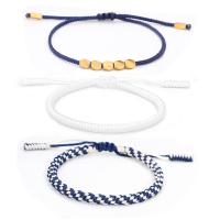 Nylon Cord Bracelets, with Brass, handmade, three pieces & fashion jewelry & for woman, two different colored cm 