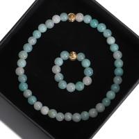Jewelry Gift Sets, ​Amazonite​, with Elastic Thread & Zinc Alloy, handmade, 2 pieces & fashion jewelry & for woman, multi-colored 