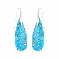 Turquoise Zinc Alloy Earring, with Zinc Alloy, polished, fashion jewelry & for woman, blue 