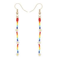 Glass Seed Beads Earring, Seedbead, with Zinc Alloy, handmade, fashion jewelry & for woman, multi-colored, 40mm 