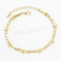 Stainless Steel Chain Bracelets, 304 Stainless Steel, with 4cm extender chain, Vacuum Ion Plating, Double Layer & fashion jewelry & for woman 3mm Approx 15.5 cm [