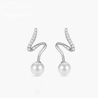 South Sea Shell Stud Earrings, Zinc Alloy, with Shell Pearl, plated, fashion jewelry & for woman & with rhinestone 