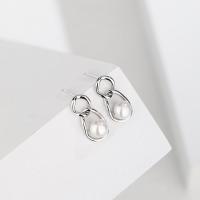 Freshwater Pearl Drop Earring, Zinc Alloy, with Freshwater Pearl, fashion jewelry & for woman, 15mm 