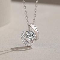 Rhinestone Zinc Alloy Necklace, with Moissanite, with 1.97inch extender chain, fashion jewelry & for woman Approx 15.75 Inch 