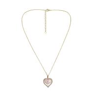 Rhinestone Brass Necklace, with Plastic Pearl, with 1.97inch extender chain, Heart, gold color plated, fashion jewelry & for woman & with rhinestone, golden Approx 16.54 Inch [