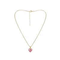 Zinc Alloy Cubic Zirconia Necklace, with Cubic Zirconia, with 1.97inch extender chain, Heart, KC gold color plated, fashion jewelry & for woman, golden Approx 16.54 Inch [