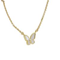 Ожерелье ручной латунные, Латунь, с Белая ракушка, с 6cm наполнитель цепи, бабочка, плакирован золотом, ювелирные изделия моды & Женский, длина:Приблизительно 47 см, продается PC
