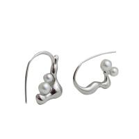 Brass Drop Earring, with Plastic Pearl, plated, fashion jewelry & for woman 20mm 