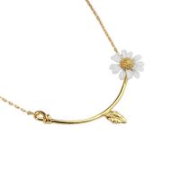 Ожерелье ручной латунные, Латунь, с 6cm наполнитель цепи, Форма цветка, плакирован золотом, ювелирные изделия моды & Женский, длина:Приблизительно 42 см, продается PC