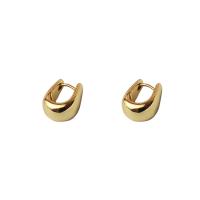 Brass Huggie Hoop Earring, Letter U, gold color plated, fashion jewelry & for woman, 17mm 
