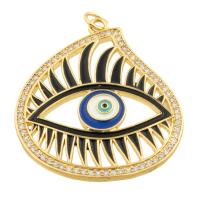 Fashion Evil Eye Pendant, Brass, Teardrop, gold color plated, fashion jewelry & DIY & enamel, mixed colors 
