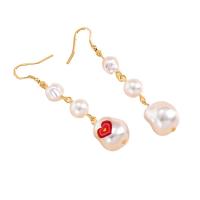 Plastic Pearl Zinc Alloy Earring, with Plastic Pearl, gold color plated, fashion jewelry & for woman, mixed colors 